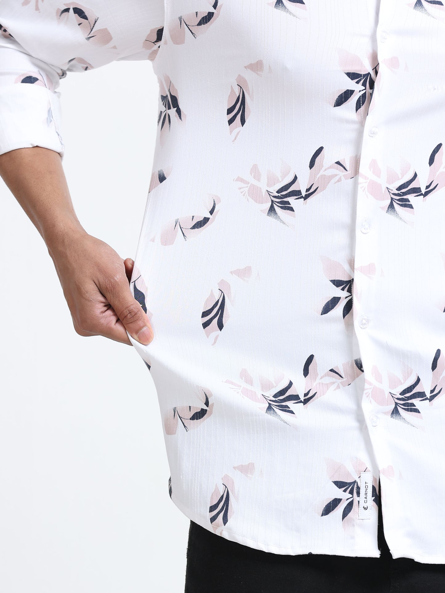 Satin Floral Print pink Shirt