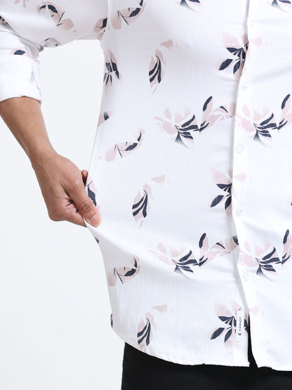 Satin Floral Print pink Shirt