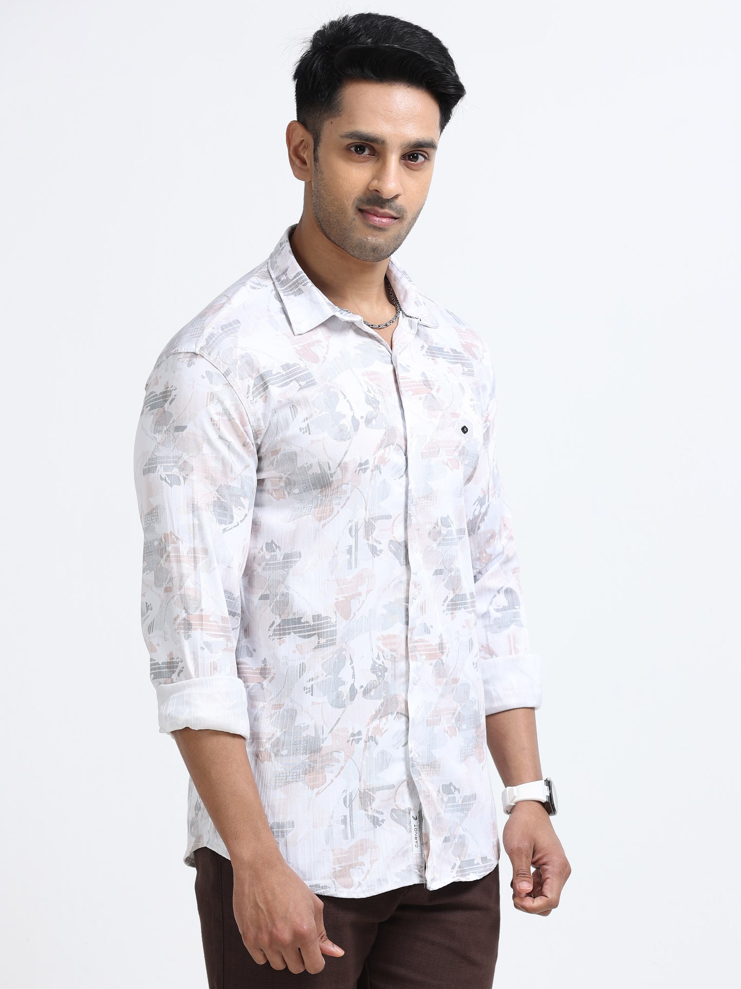 Satin Floral Print pink Shirt