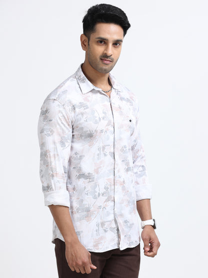 Satin Floral Print pink Shirt