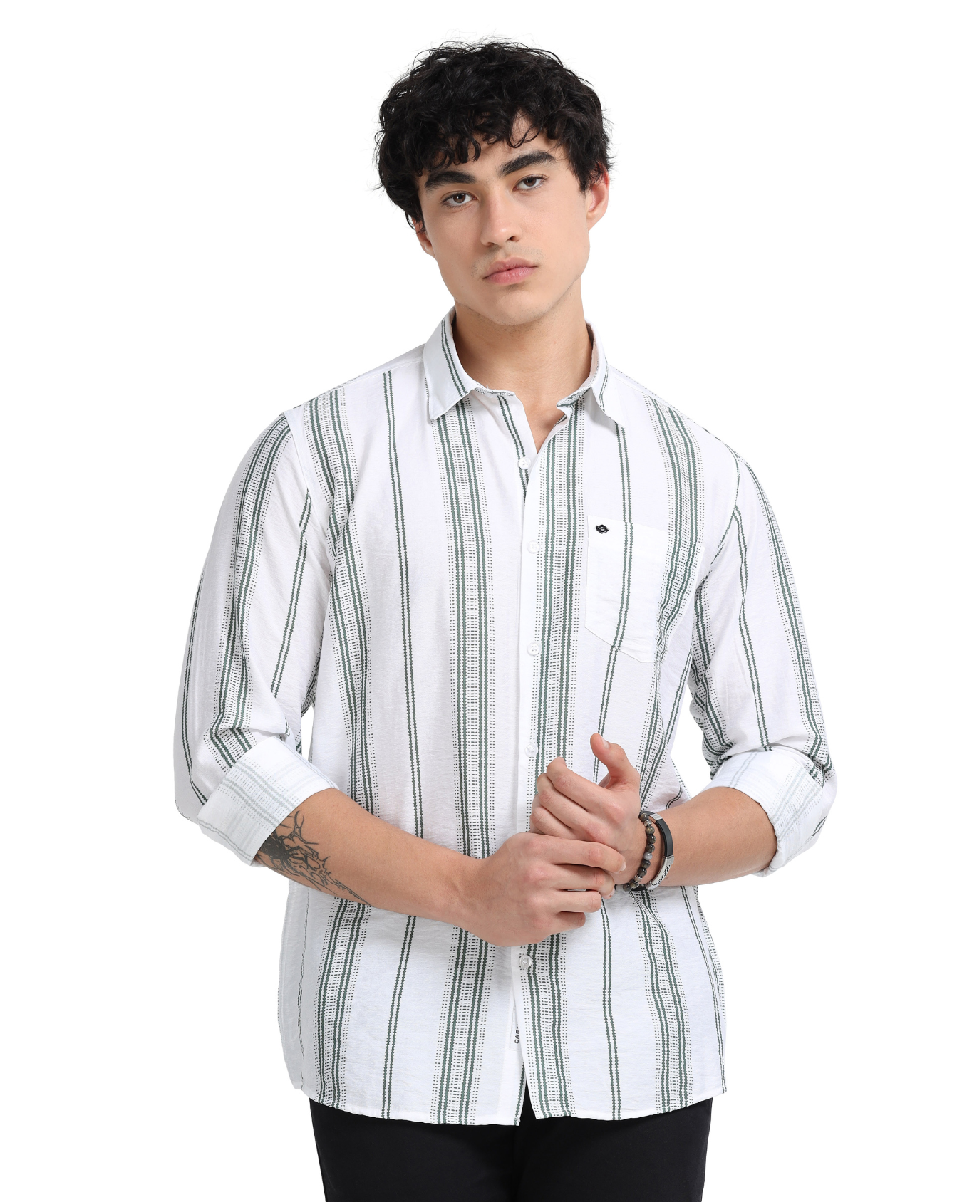 Lycra stripes polo green Shirt