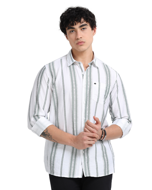 Lycra stripes polo green Shirt