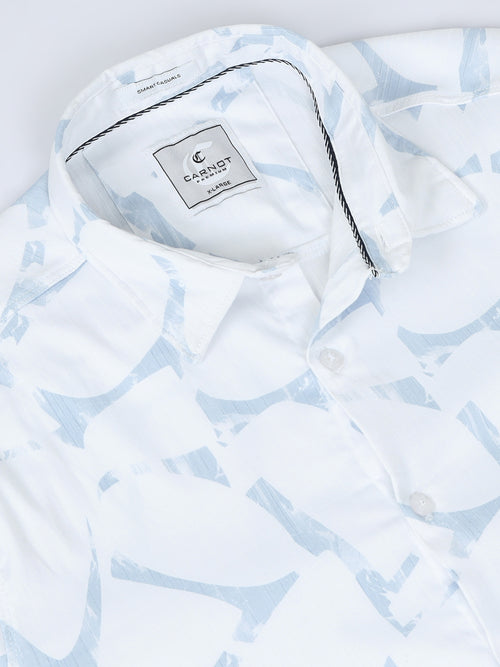 Satin Floral Print blue Shirt