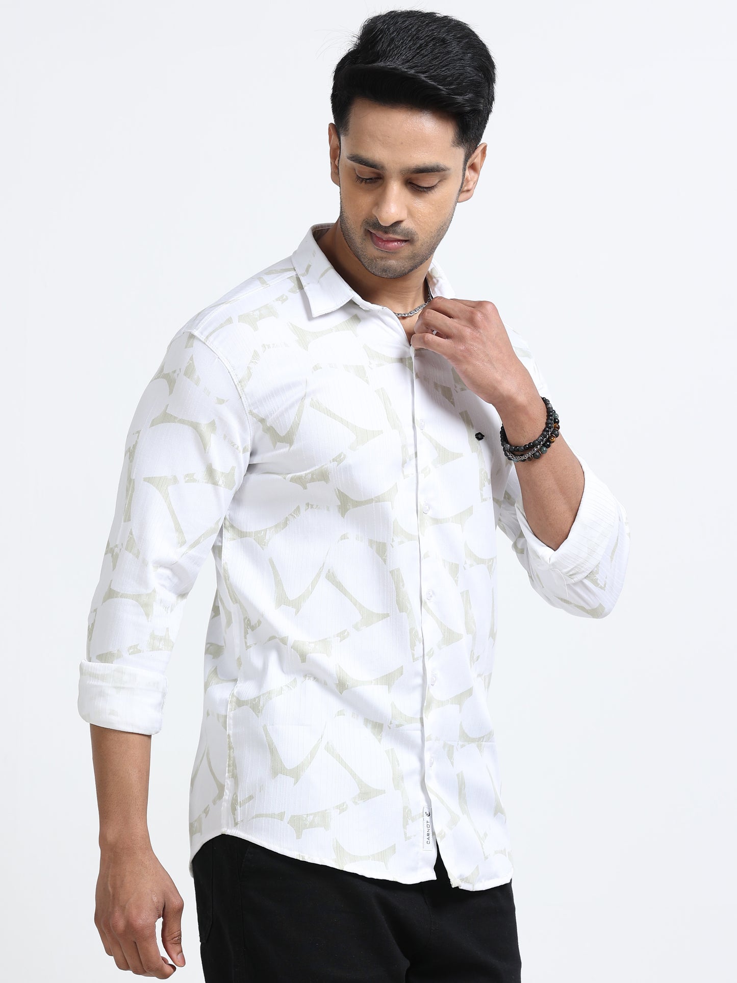 Satin Floral Print dark green Shirt