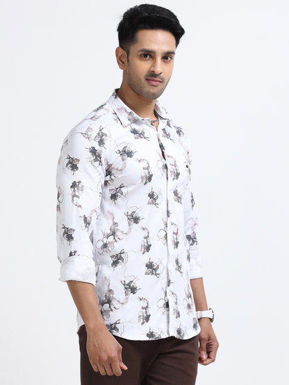 Satin Floral Print pink Shirt