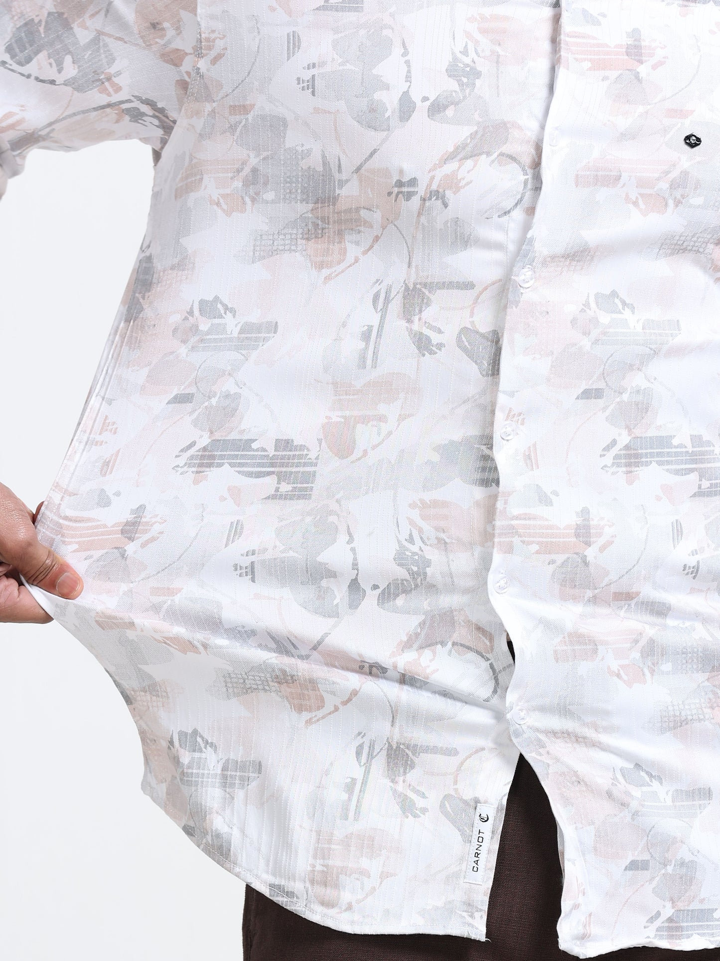 Satin Floral Print pink Shirt