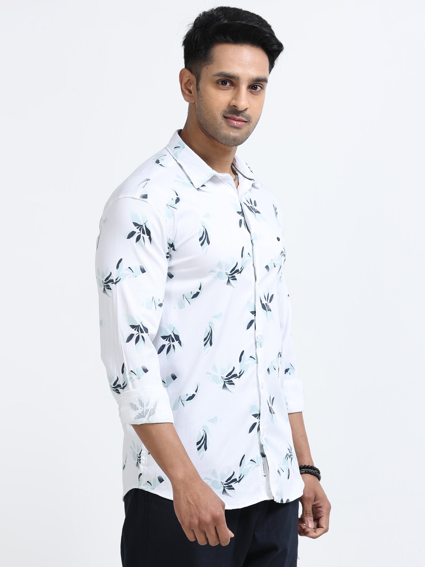 Satin Floral Print green Shirt