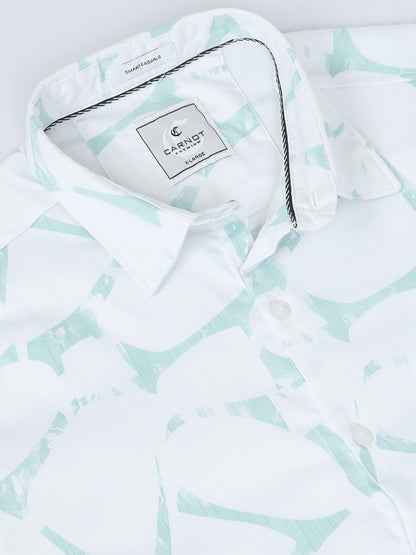 Satin Floral Print green Shirt