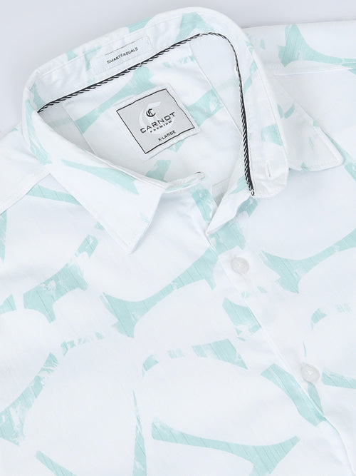 Satin Floral Print green Shirt