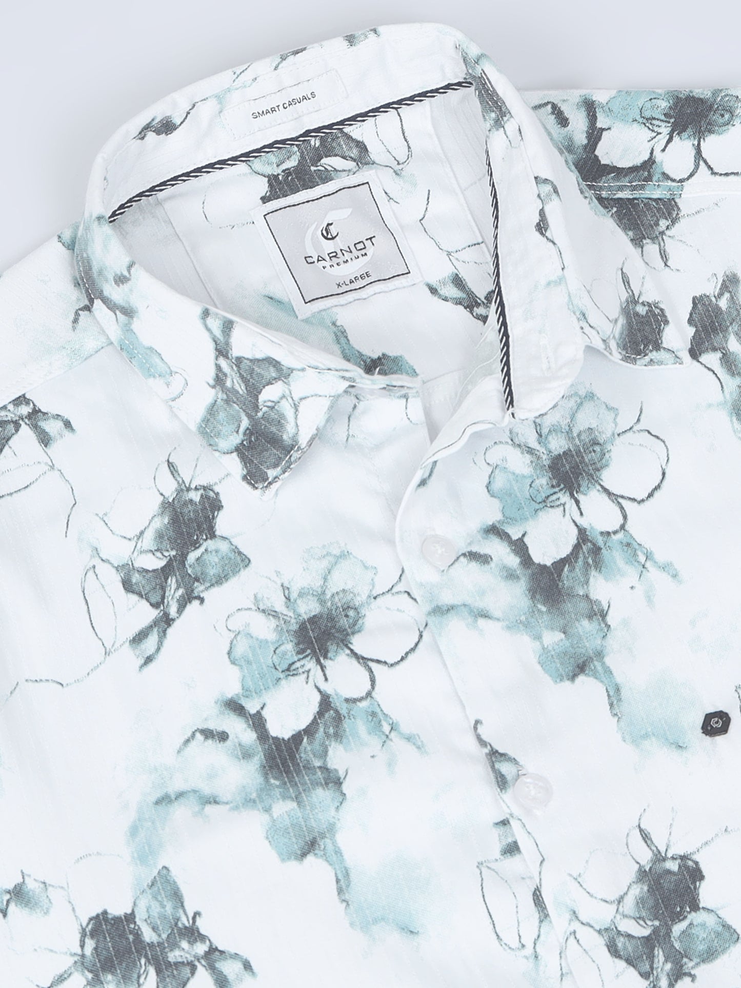 Satin Floral Print blue Shirt