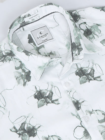 Satin Floral Print green Shirt