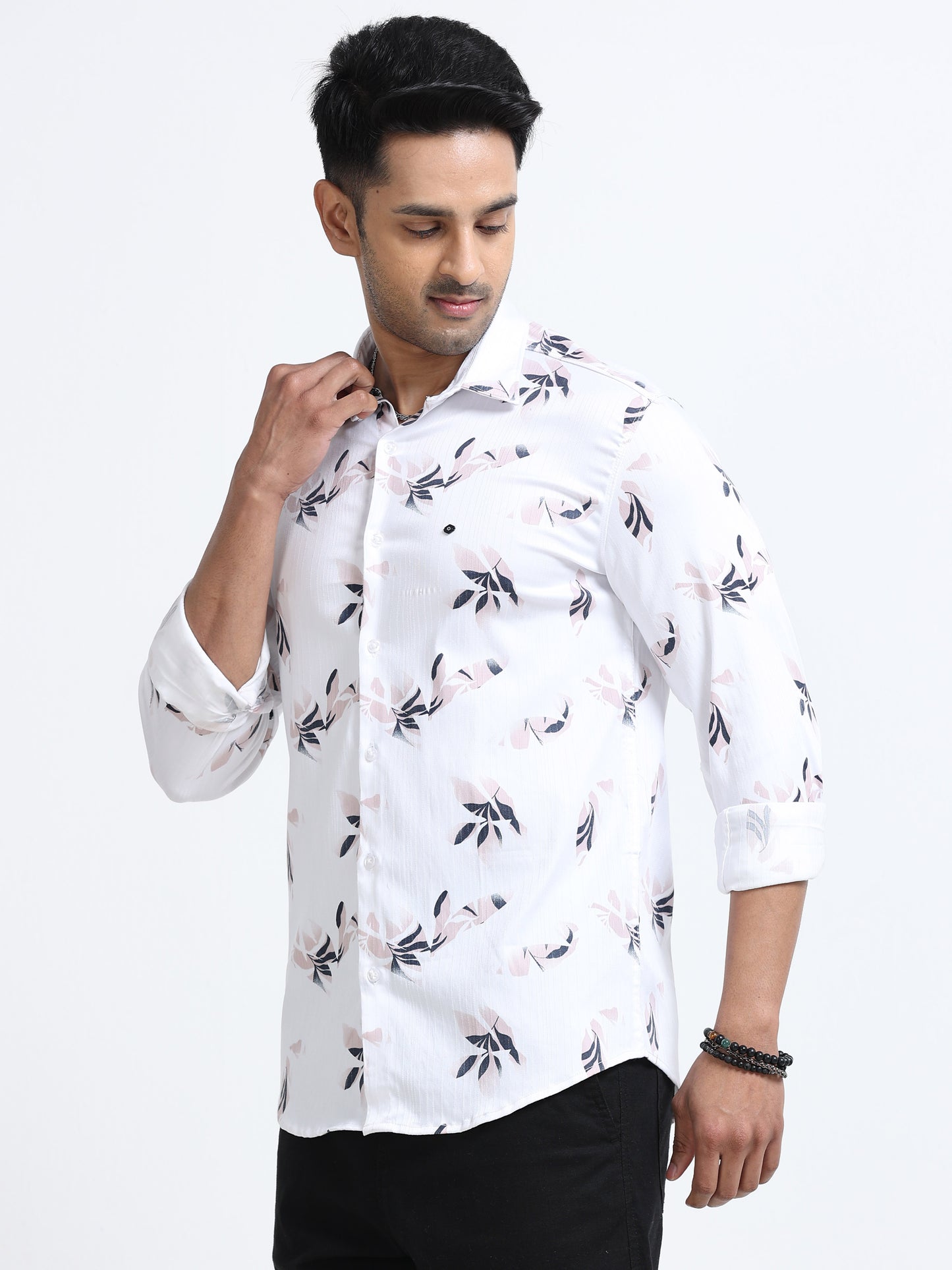 Satin Floral Print pink Shirt