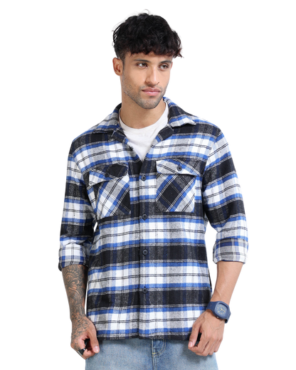 Twill Brushed Checks blue Shirt