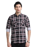 100% Cotton Twill Checks maroon Shirt