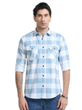 100% Cotton Twill Checks blue Shirt