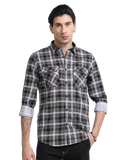 100% Cotton Twill Checks brown Shirt