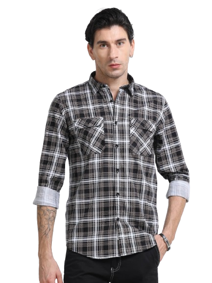 100% Cotton Twill Checks brown Shirt