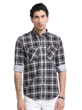 100% Cotton Twill Checks maroon Shirt