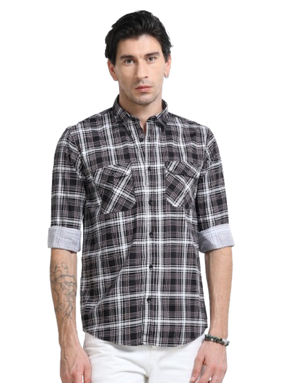 100% Cotton Twill Checks maroon Shirt