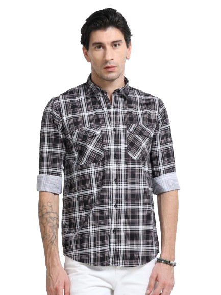 100% Cotton Twill Checks maroon Shirt