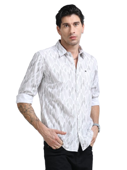100% Cotton Oxford Print white Shirt