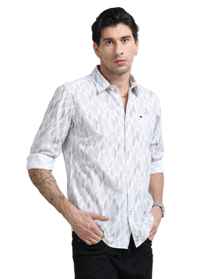 100% Cotton Oxford Print white Shirt