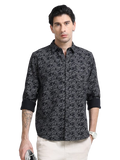 100% Cotton Oxford Print black Shirt