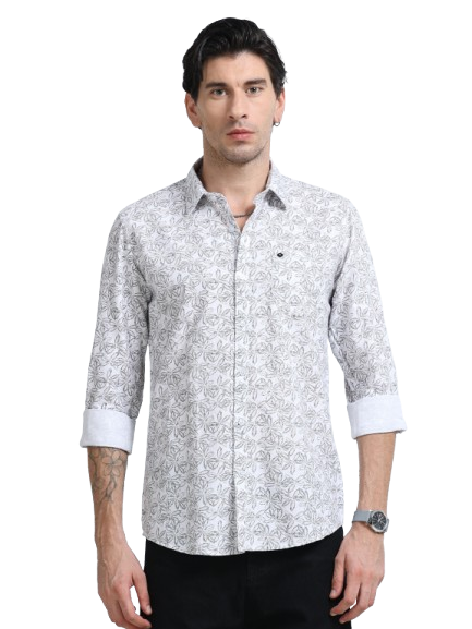 100% Cotton Oxford Print white Shirt