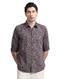 100% Cotton Oxford Print maroon Shirt