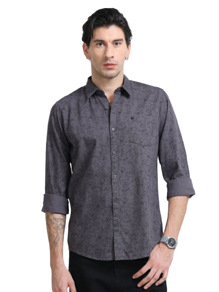 100% Cotton Oxford Print grey Shirt