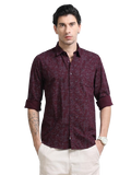 100% Cotton Oxford Print maroon Shirt