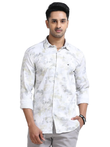 Satin Floral Print dark green Shirt