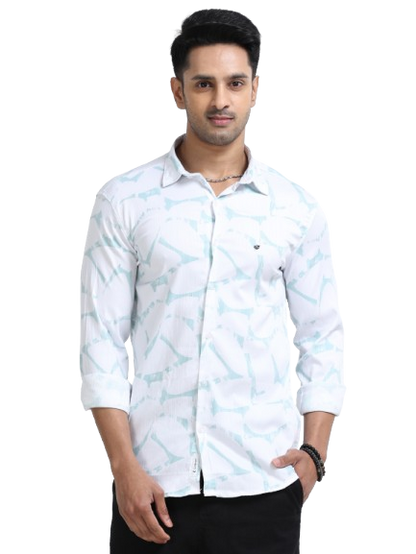 Satin Floral Print green Shirt