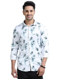 Satin Floral Print blue Shirt