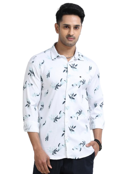 Satin Floral Print green Shirt