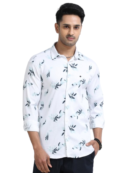 Satin Floral Print green Shirt