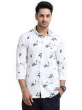Satin Floral Print grey Shirt