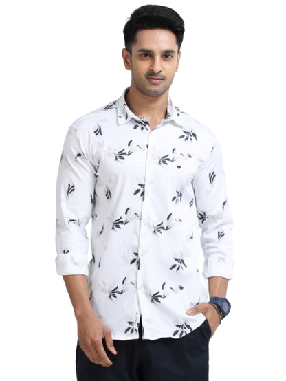 Satin Floral Print grey Shirt