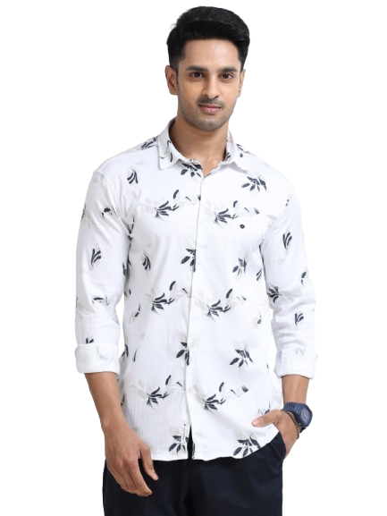 Satin Floral Print grey Shirt