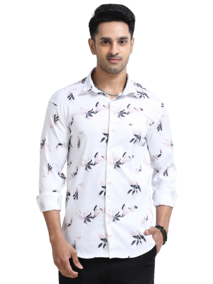 Satin Floral Print pink Shirt