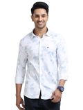 Satin Floral Print blue Shirt