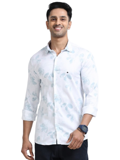 Satin Floral Print green Shirt