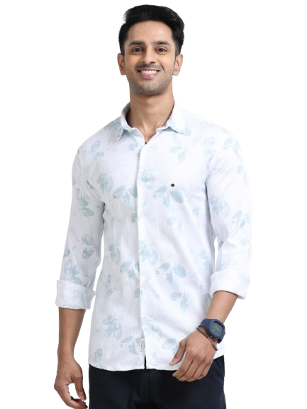 Satin Floral Print green Shirt