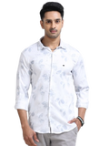 Satin Floral Print grey Shirt