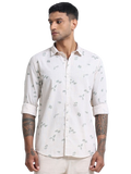 100% Cotton lino Print beige Shirt