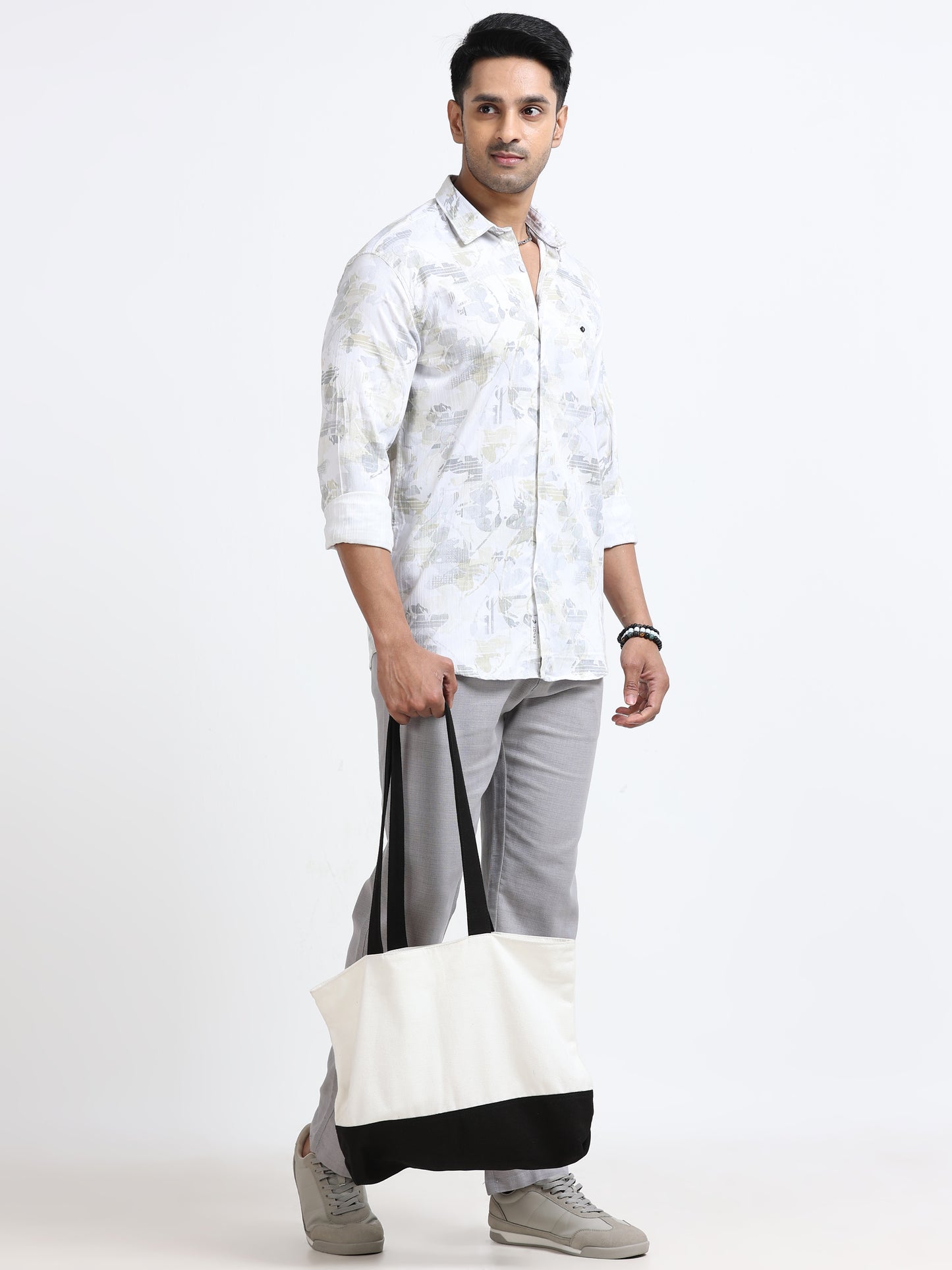 Satin Floral Print dark green Shirt