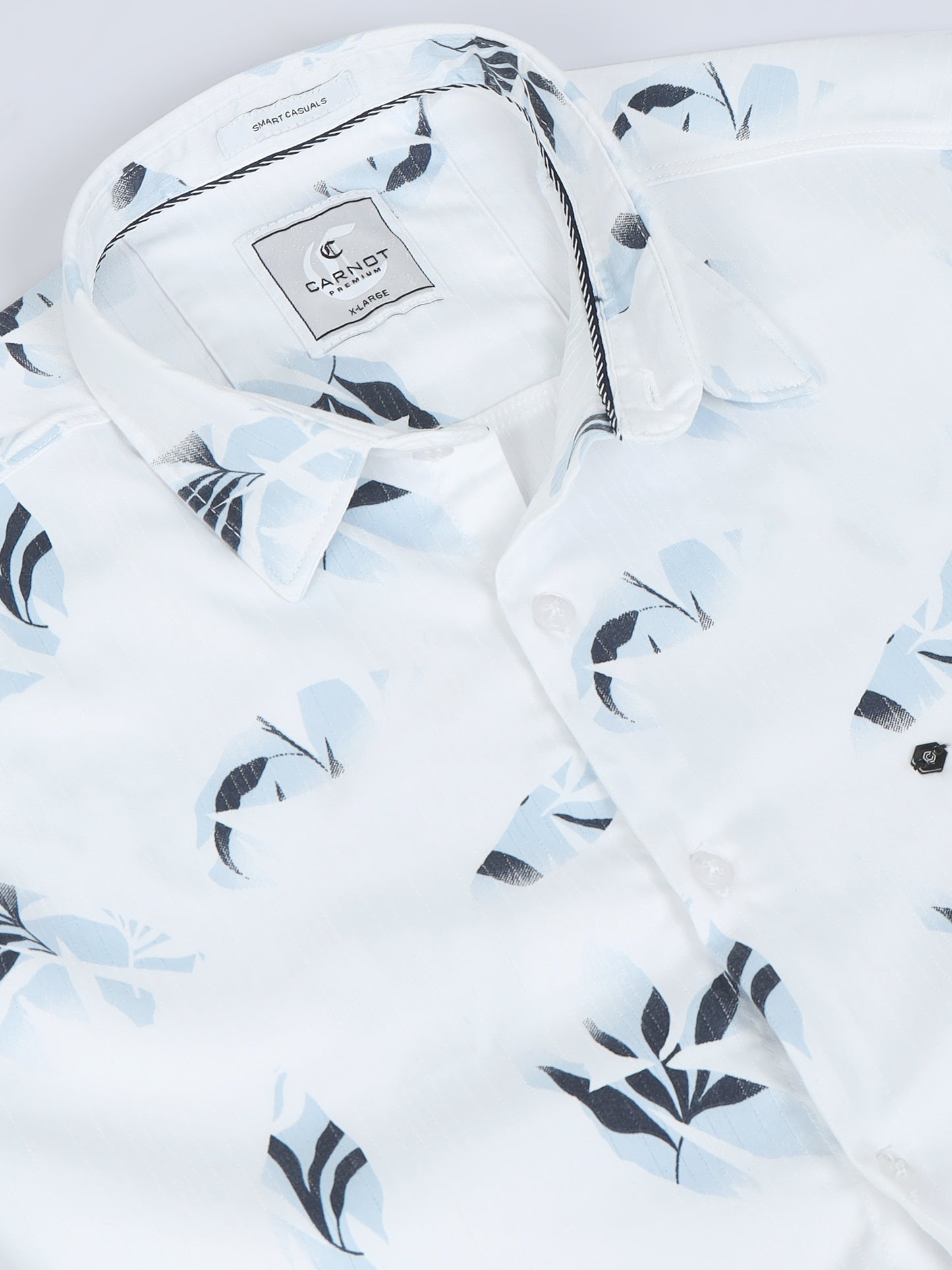 Satin Floral Print blue Shirt