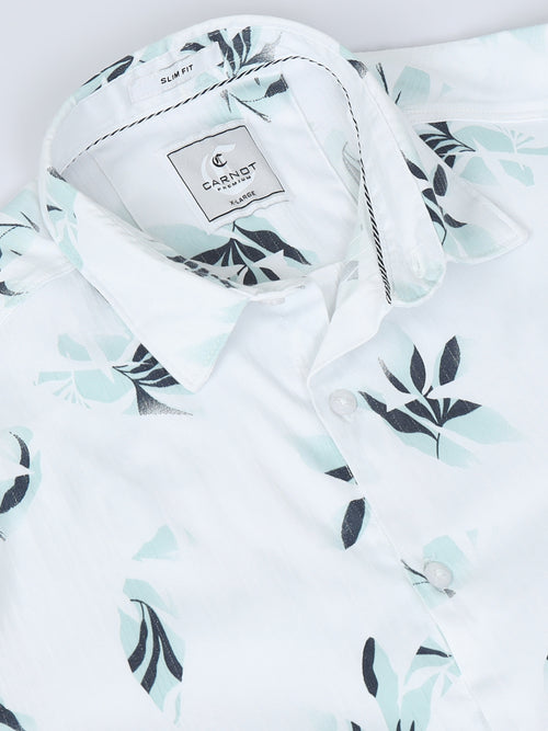 Satin Floral Print green Shirt