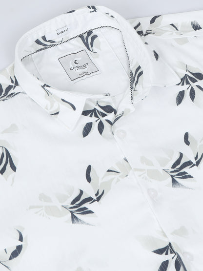 Satin Floral Print grey Shirt