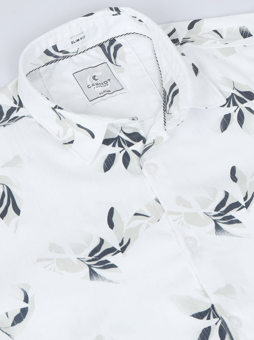 Satin Floral Print grey Shirt